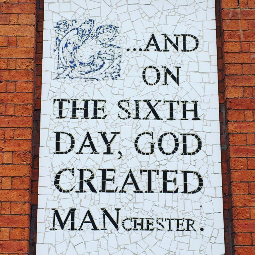 And on the sixth day god created Manchester mural.
